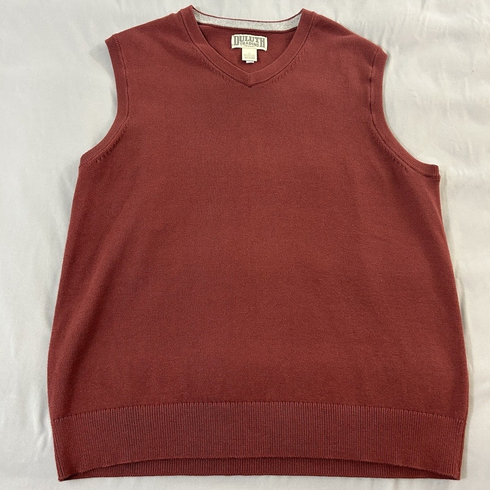 Duluth Trading Co. Sweater Vest Mens Large Sleeveless Pullover Burgundy Red
